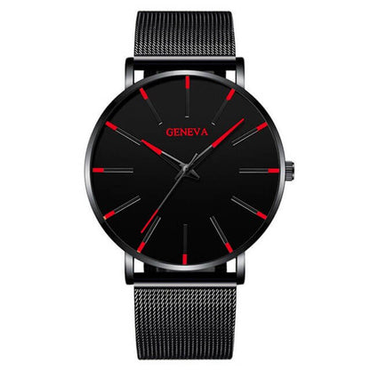 Ultradunne heren zakelijke horloge met minimalistisch roestvrijstalen ontwerp