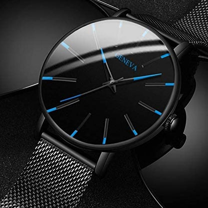 Ultradunne heren zakelijke horloge met minimalistisch roestvrijstalen ontwerp