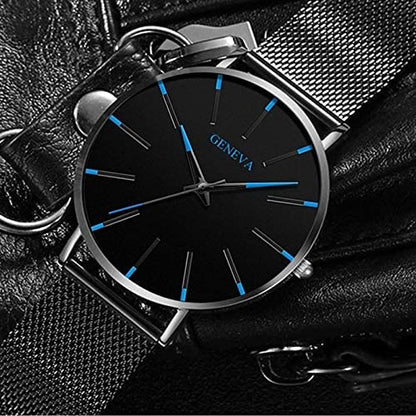 Ultradunne heren zakelijke horloge met minimalistisch roestvrijstalen ontwerp