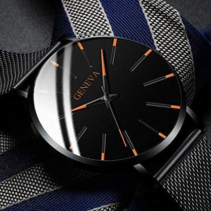 Ultradunne heren zakelijke horloge met minimalistisch roestvrijstalen ontwerp