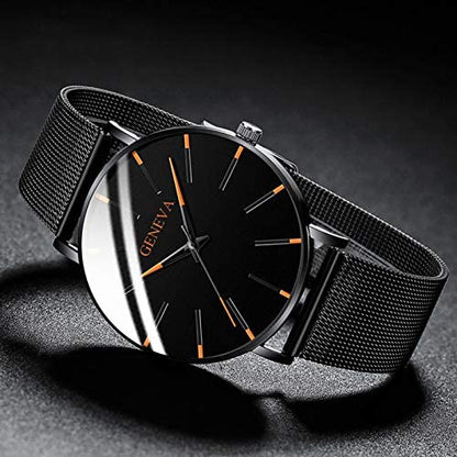 Ultradunne heren zakelijke horloge met minimalistisch roestvrijstalen ontwerp