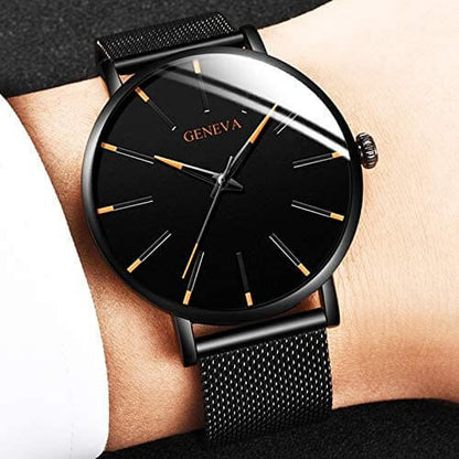 Ultradunne heren zakelijke horloge met minimalistisch roestvrijstalen ontwerp