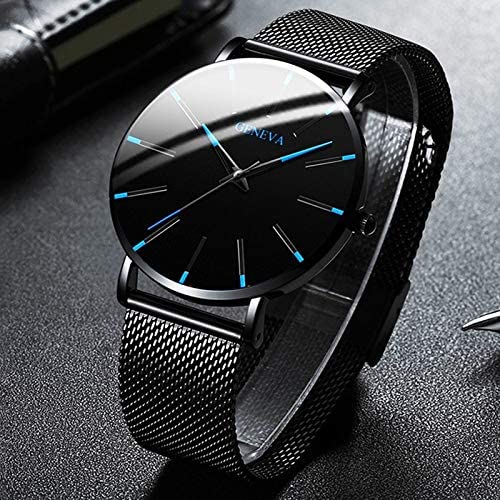 Ultradunne heren zakelijke horloge met minimalistisch roestvrijstalen ontwerp