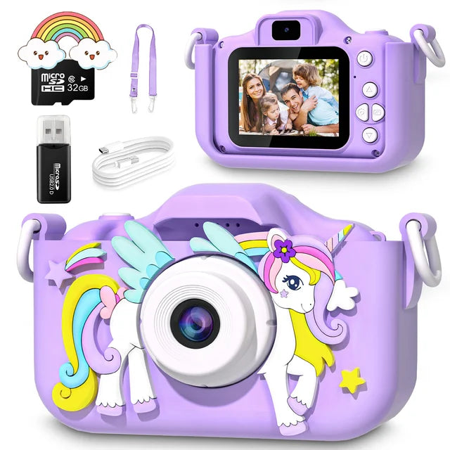 Eenhoorn kindercamera met 32GB SD-kaart HD foto- en videocamera speelgoed voor kinderen