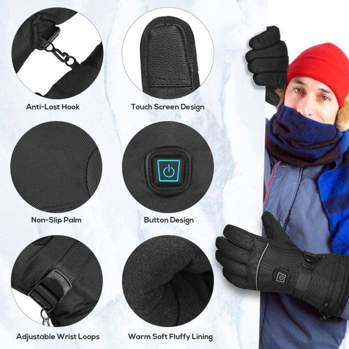 Unisex Verwarmde Handschoenen met Oplaadbare Batterij en Touchscreen Bediening