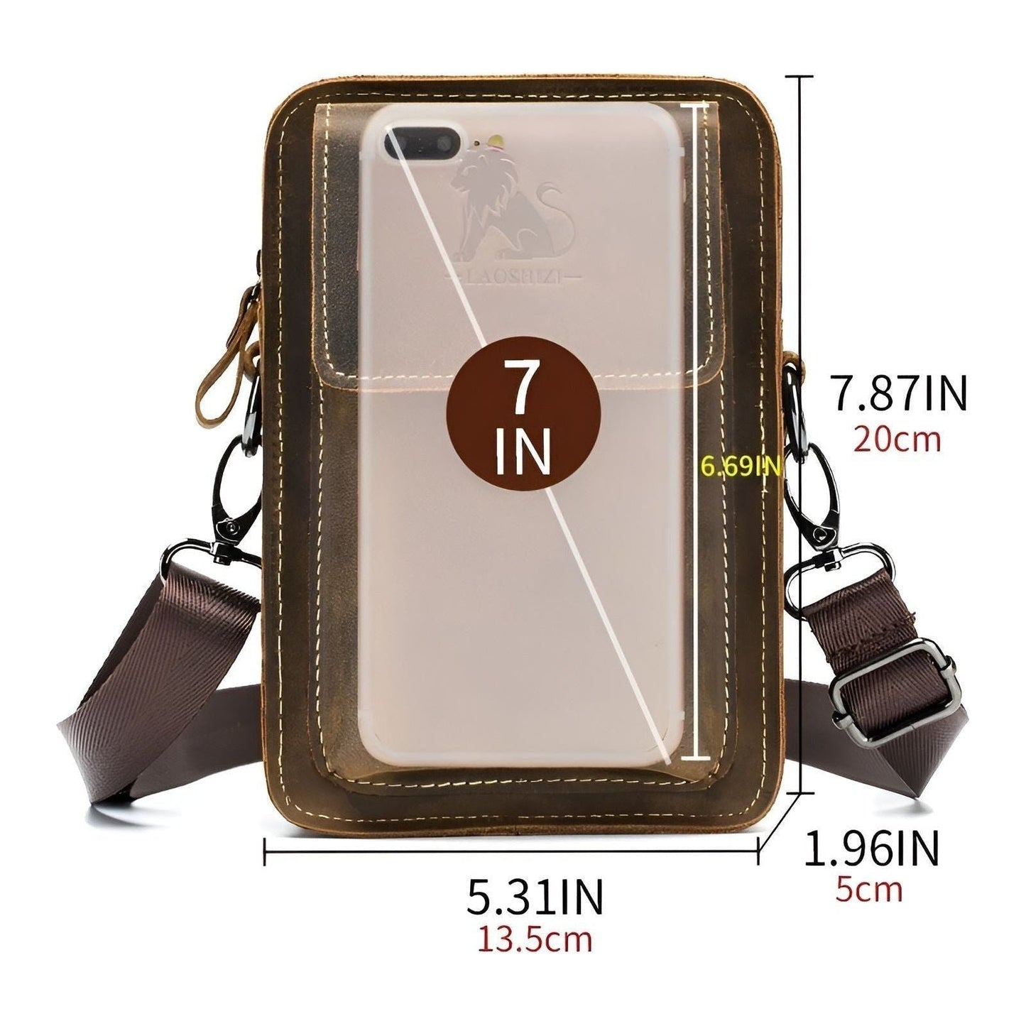 Vidal leren heuptas voor mannen met meerdere vakken en crossbody