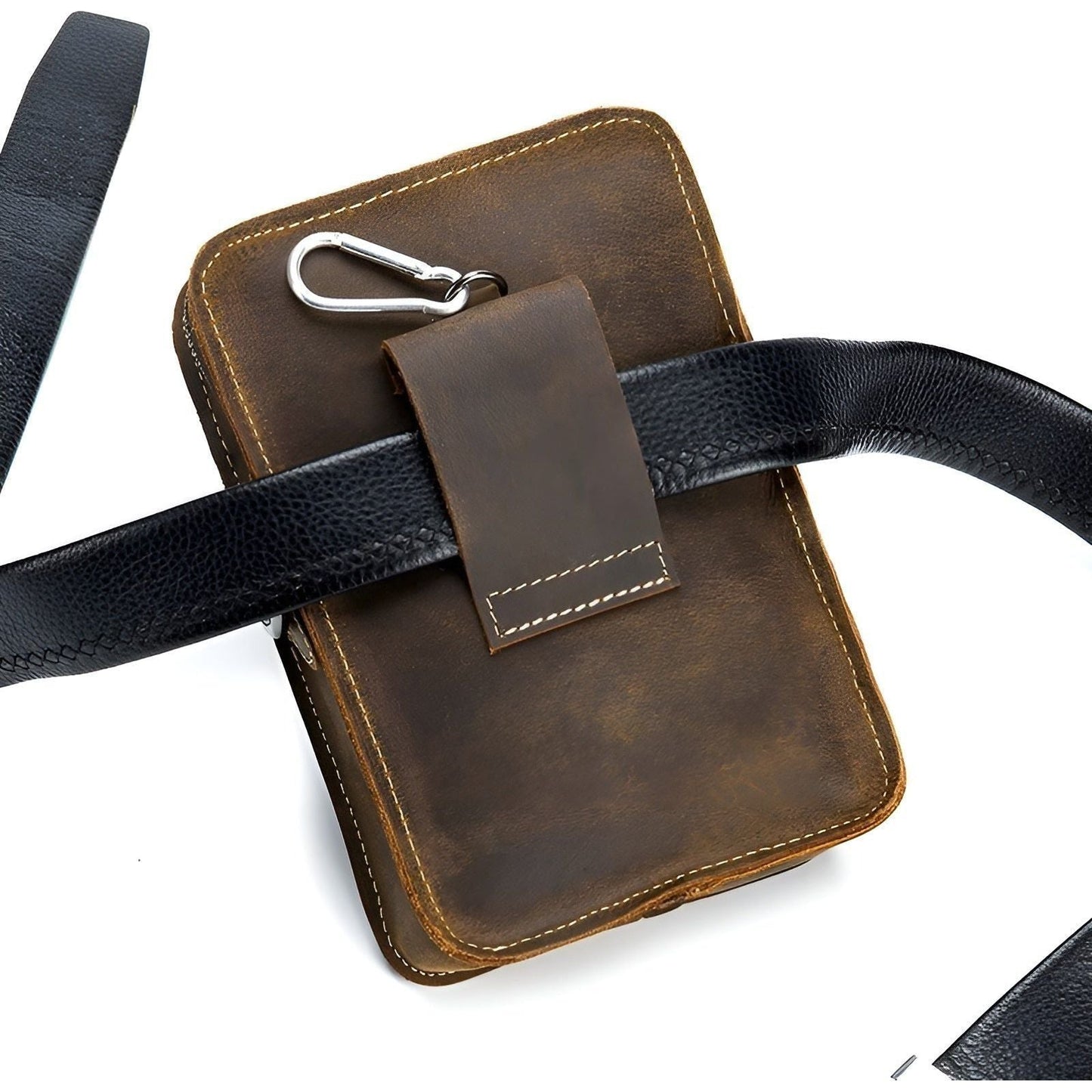 Vidal leren heuptas voor mannen met meerdere vakken en crossbody