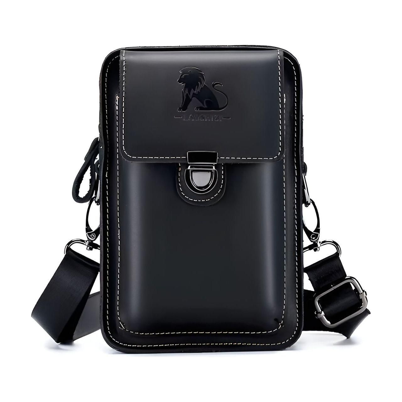 Vidal leren heuptas voor mannen met meerdere vakken en crossbody