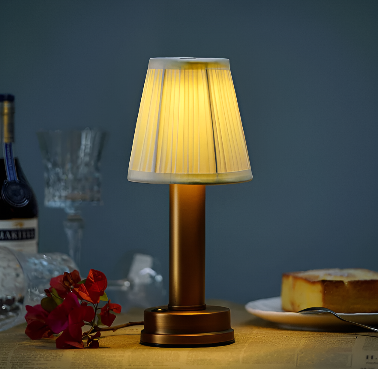 Vintage Flare dimbare tafellamp met stoffen kap