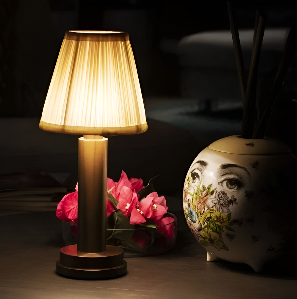 Vintage Flare dimbare tafellamp met stoffen kap
