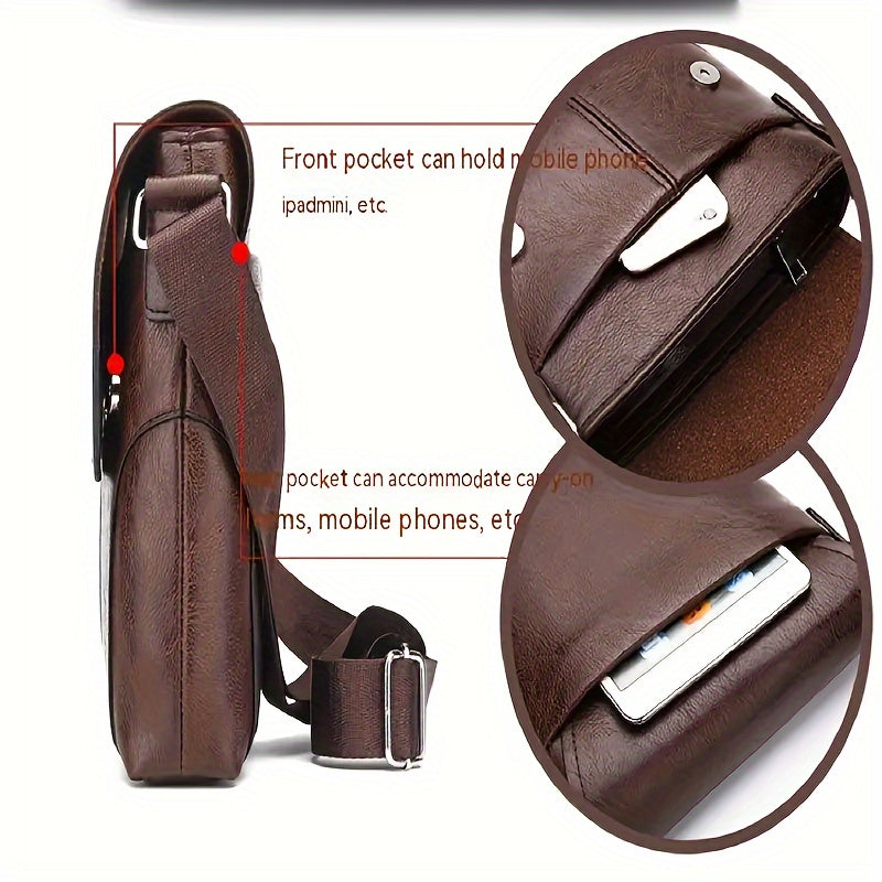 Vintage Luxe PU leren crossbody messenger tas voor mannen