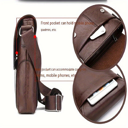 Vintage Luxe PU leren crossbody messenger tas voor mannen