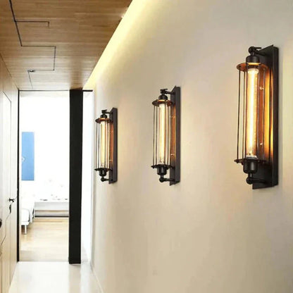 Vintage matzwarte LED wandlamp