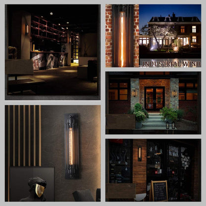 Vintage matzwarte LED wandlamp