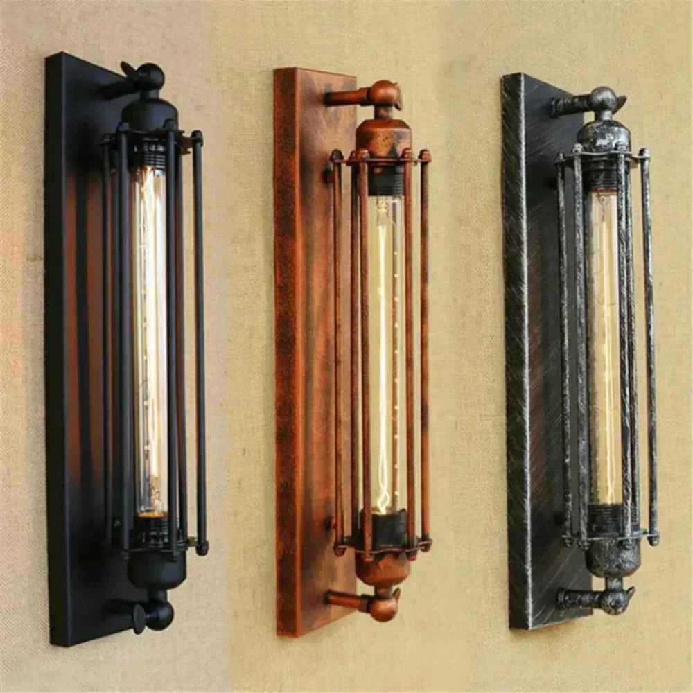 Vintage matzwarte LED wandlamp