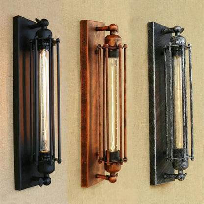 Vintage matzwarte LED wandlamp