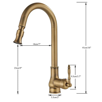 VintageTap antieke messing keukenmengkraan met draaibare uitloop