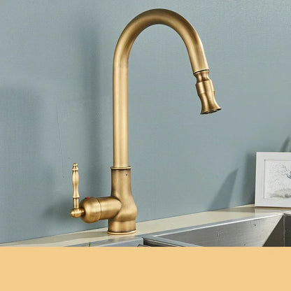 VintageTap antieke messing keukenmengkraan met draaibare uitloop