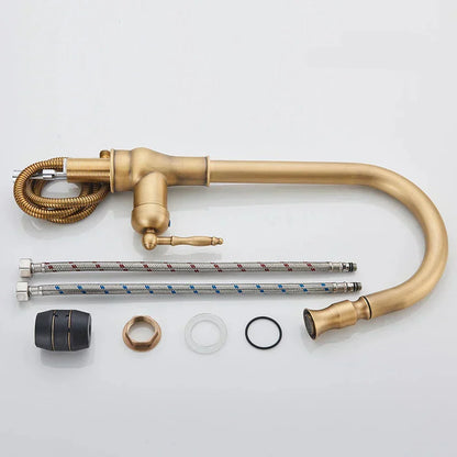 VintageTap antieke messing keukenmengkraan met draaibare uitloop