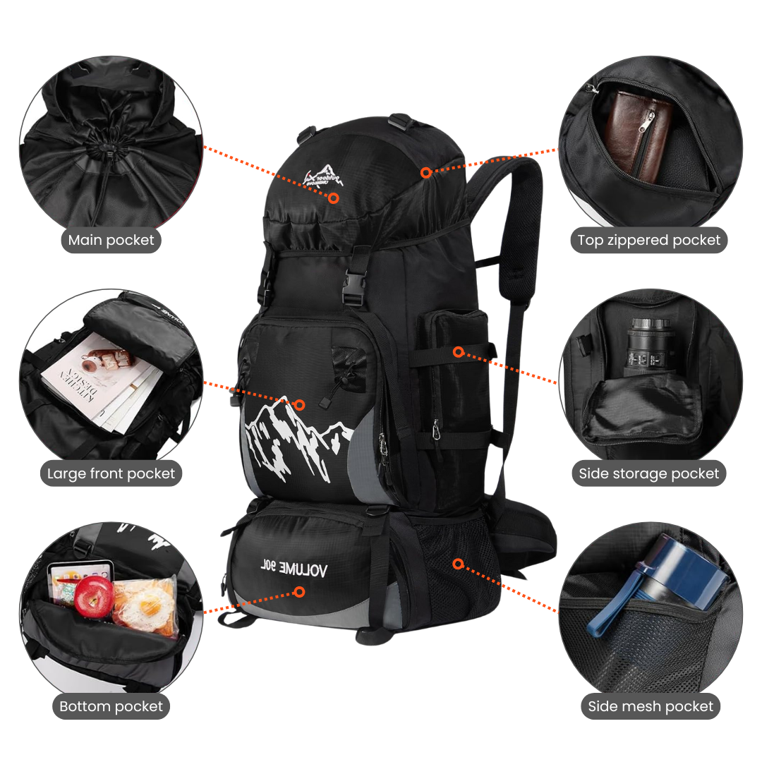 Waterdichte 90L Outdoor Rugzak – Duurzaam & Ruim voor Alle Avonturen