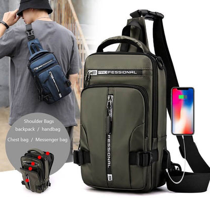 Waterdichte Oxford crossbody tas anti-diefstal schoudertas met USB-oplader