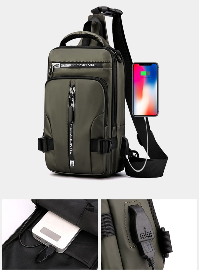 Waterdichte Oxford crossbody tas anti-diefstal schoudertas met USB-oplader