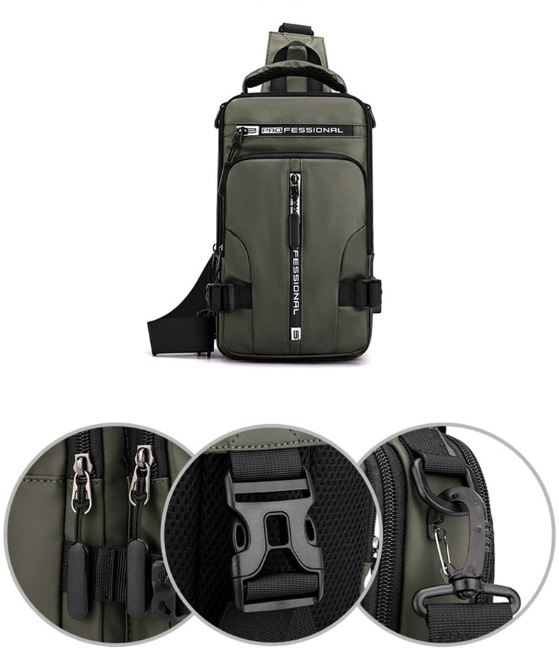 Waterdichte Oxford crossbody tas anti-diefstal schoudertas met USB-oplader
