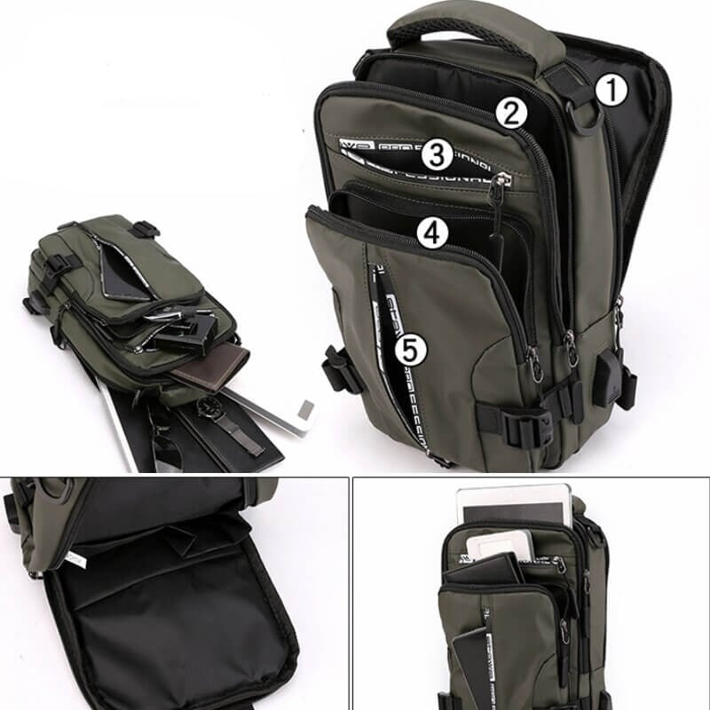 Waterdichte Oxford crossbody tas anti-diefstal schoudertas met USB-oplader