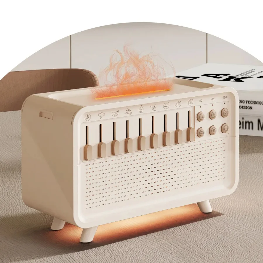 Witgeluidmachine met Verdamper Nachtlampje en Bluetooth Speaker