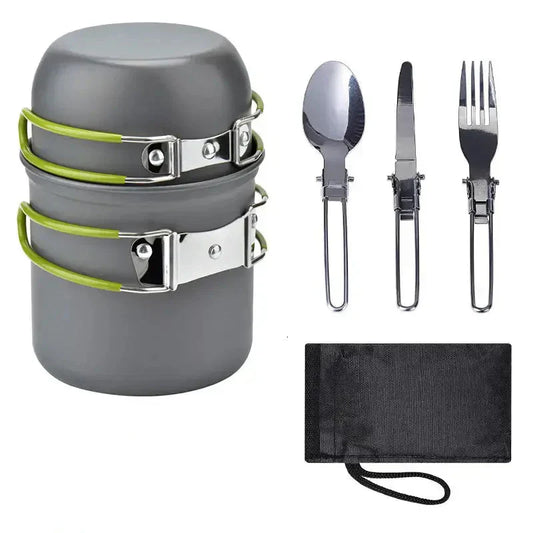 Wildaro – Portable Camping Cookware Set with Foldable Cutlery