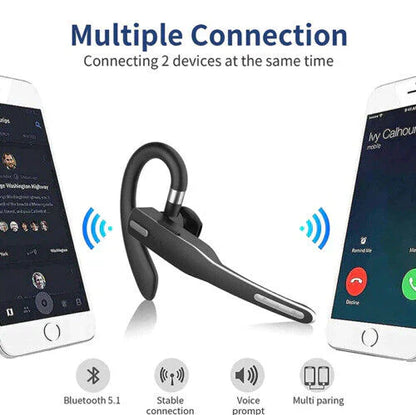 Draadloze Bluetooth headset met dubbele microfoon, ruisonderdrukking en lange batterijduur
