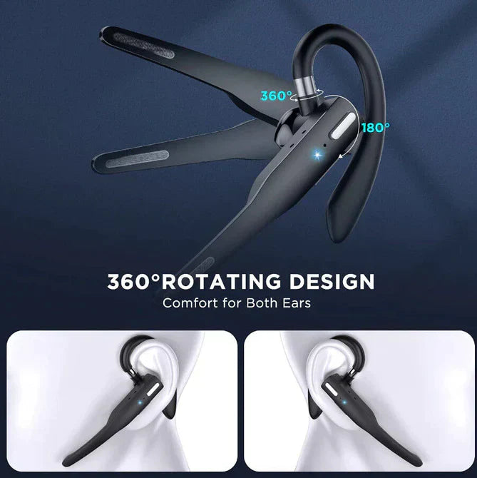 Draadloze Bluetooth headset met dubbele microfoon, ruisonderdrukking en lange batterijduur