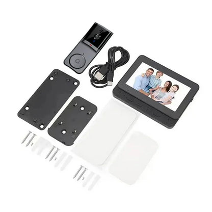 Draadloze HD deurbelcamera met 4,3 inch IPS-display en oplaadbare batterij