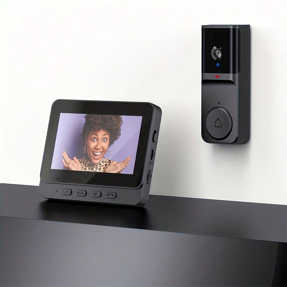 Draadloze HD deurbelcamera met 4,3 inch IPS-display en oplaadbare batterij