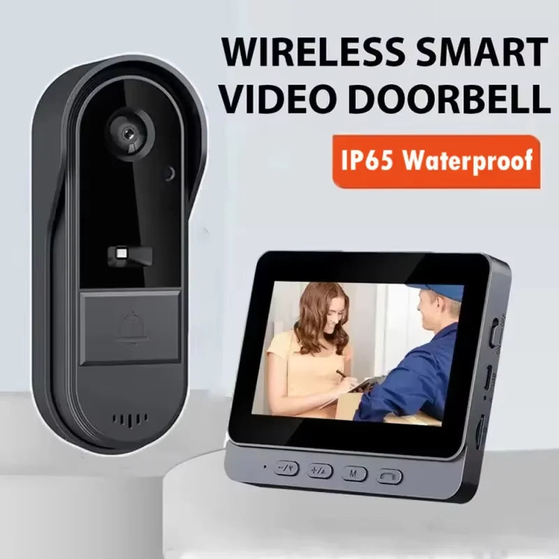 Draadloze video deurbel met intercom en 4,3 inch scherm