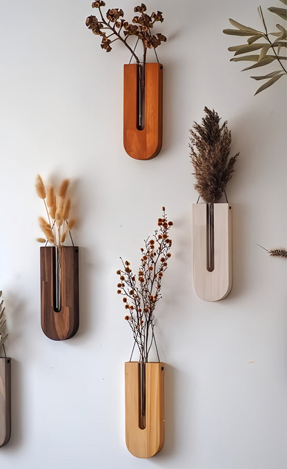 WoodFlora Rustieke Houten Wandplantenhouder Set