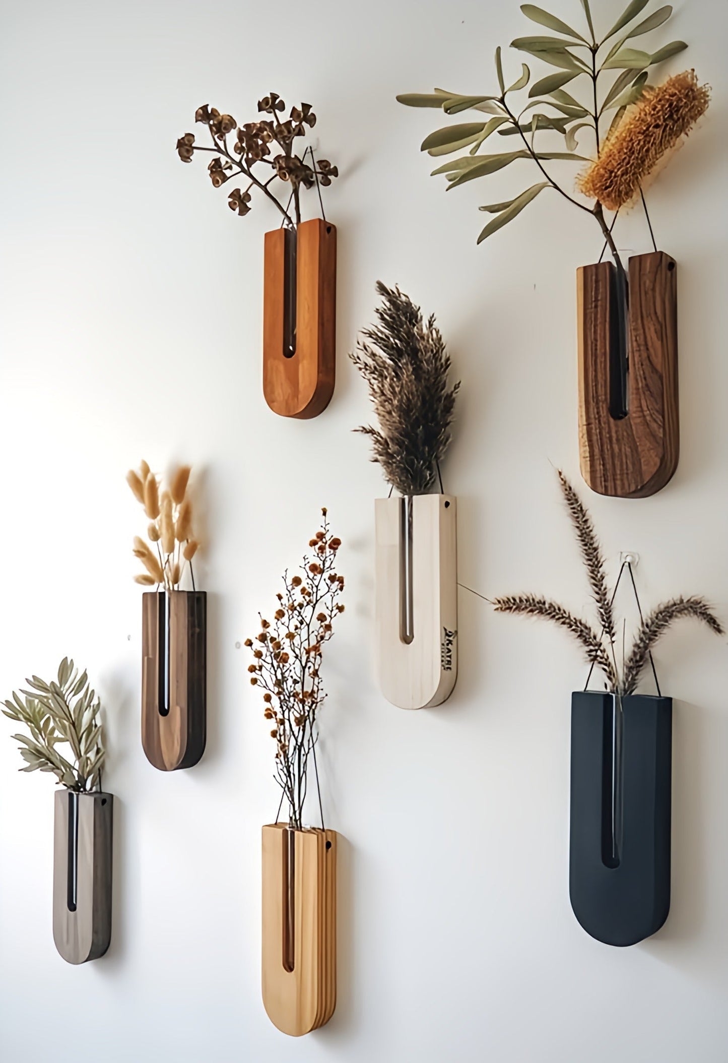WoodFlora Rustieke Houten Wandplantenhouder Set