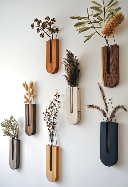 WoodFlora Rustieke Houten Wandplantenhouder Set