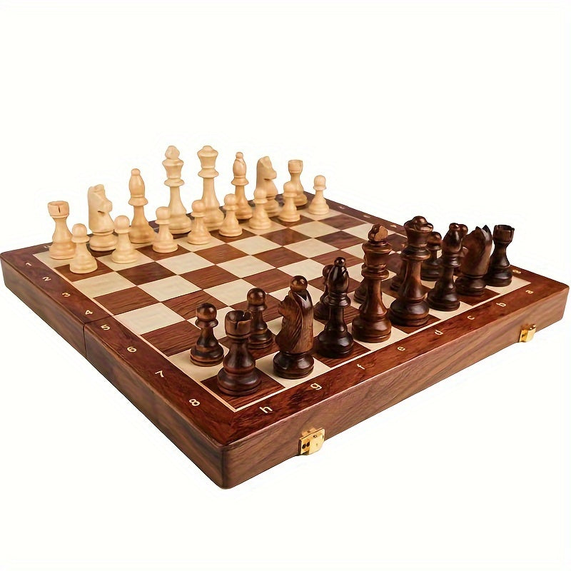 Houten schaakset met stukken van massief hout voor klassiek en competitief spel