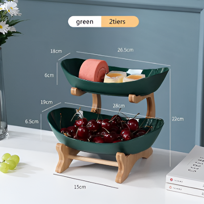 Houten Gelaagde Fruitkom Meerlaagse Displaystandaard