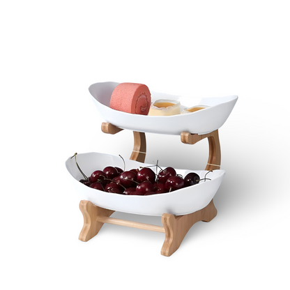 Houten Gelaagde Fruitkom Meerlaagse Displaystandaard