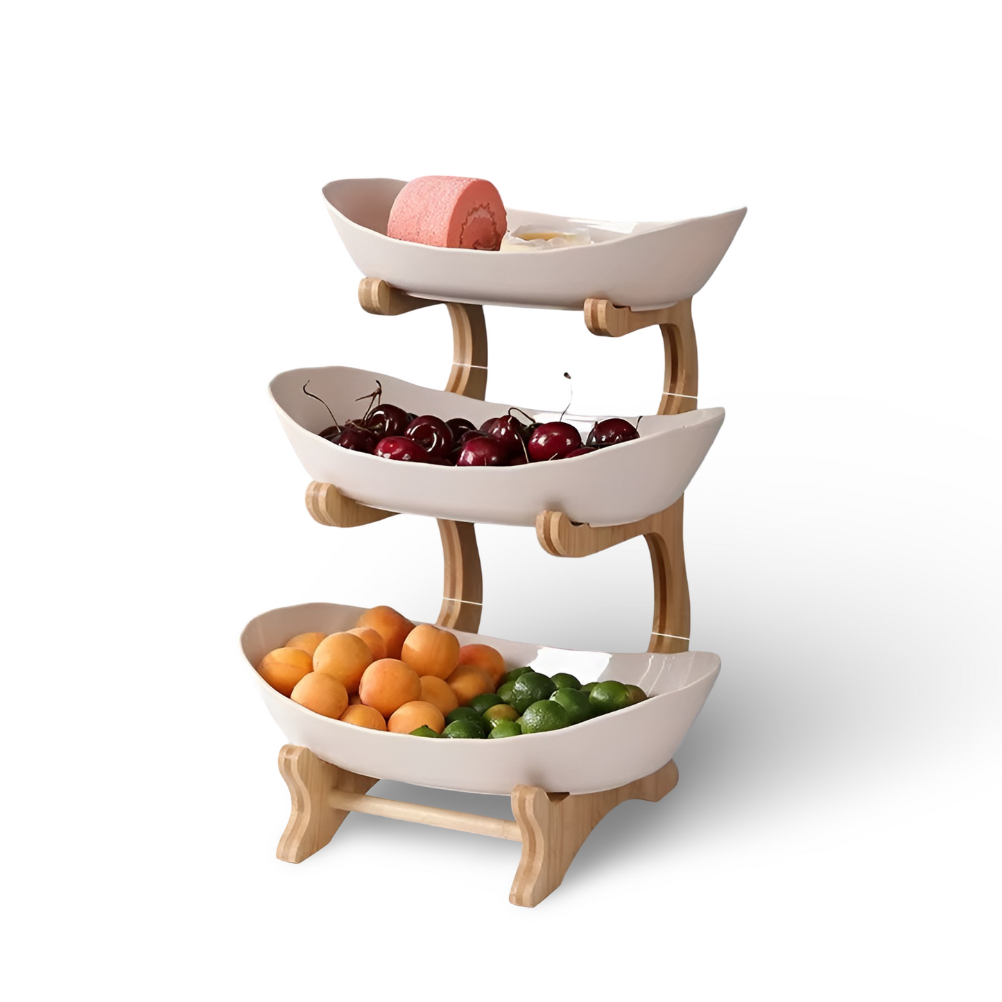 Houten Gelaagde Fruitkom Meerlaagse Displaystandaard