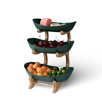 Houten Gelaagde Fruitkom Meerlaagse Displaystandaard