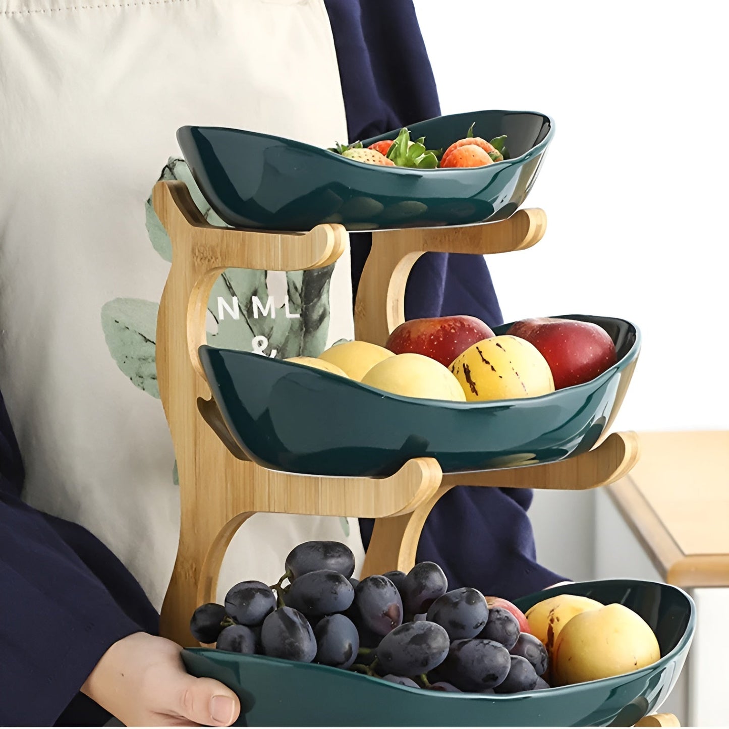Houten Gelaagde Fruitkom Meerlaagse Displaystandaard