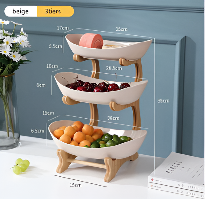 Houten Gelaagde Fruitkom Meerlaagse Displaystandaard