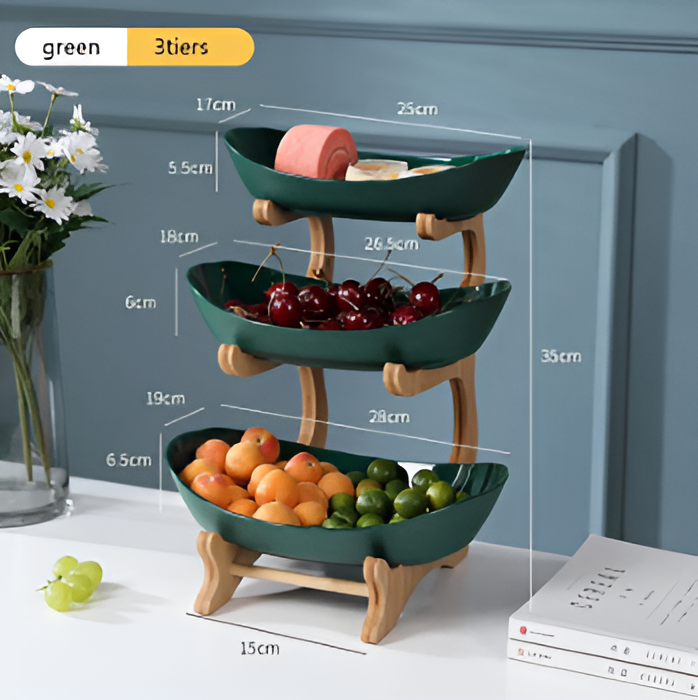 Houten Gelaagde Fruitkom Meerlaagse Displaystandaard