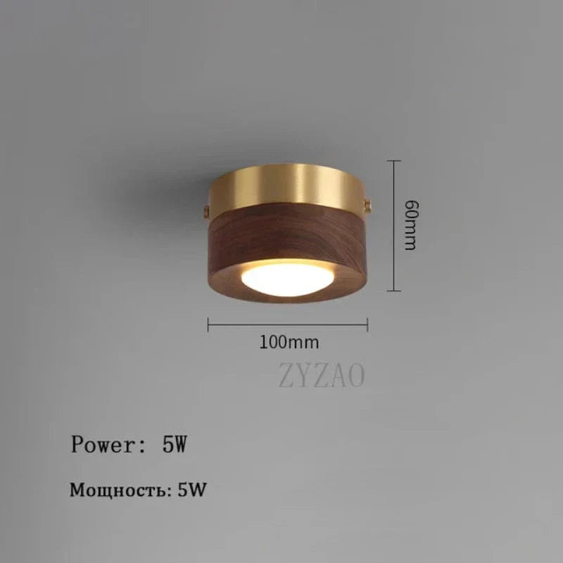 WoodenGlow walnoot LED plafondlamp moderne houten spot
