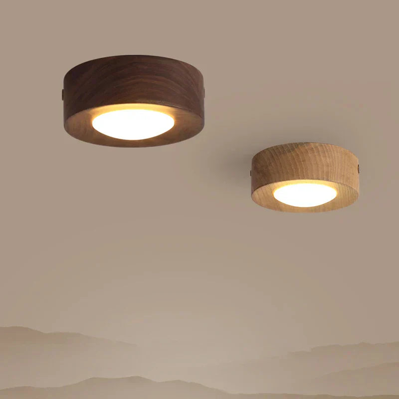 WoodenGlow walnoot LED plafondlamp moderne houten spot