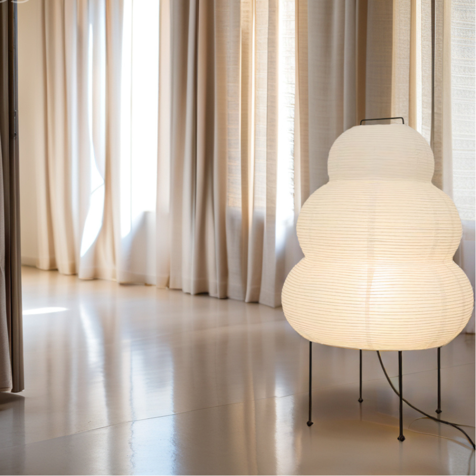 Zen vloerlamp met dimbare LED-licht en Japans geïnspireerd ontwerp