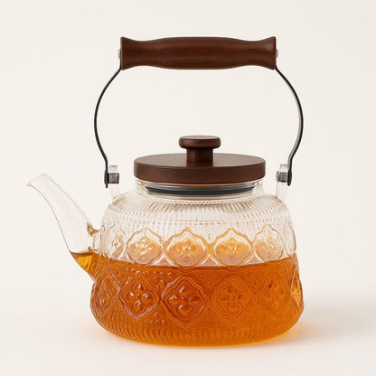 Zoie Glazen Theepot met Infuser Houten Handvat 1000ml